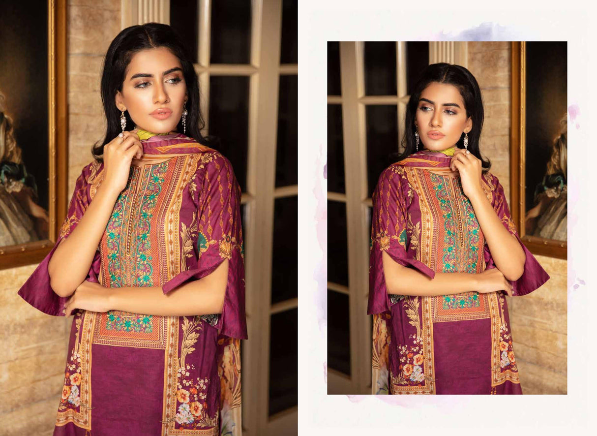 Johra Gulya  Embroidered Digital Printed Lawn-100% Original Guaranteed
