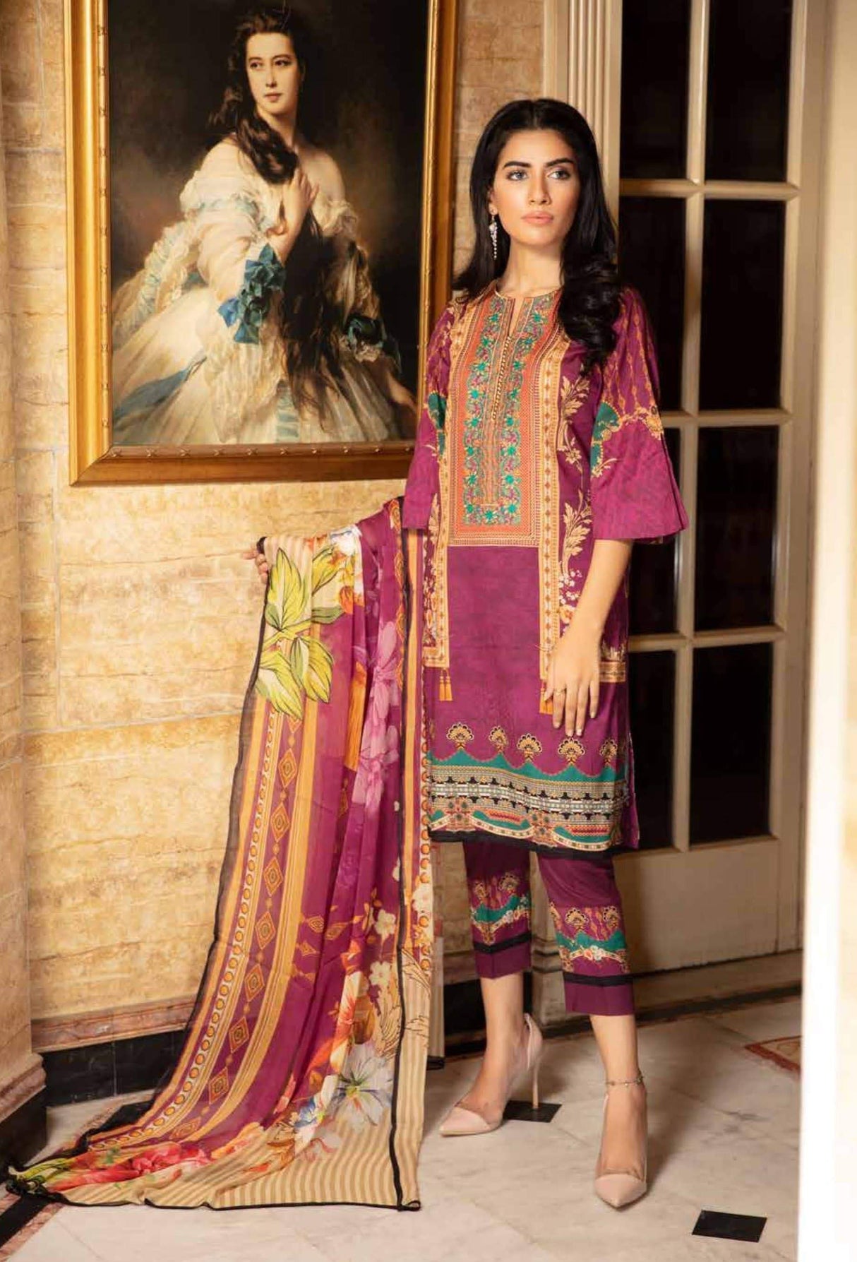 Johra Gulya  Embroidered Digital Printed Lawn-100% Original Guaranteed