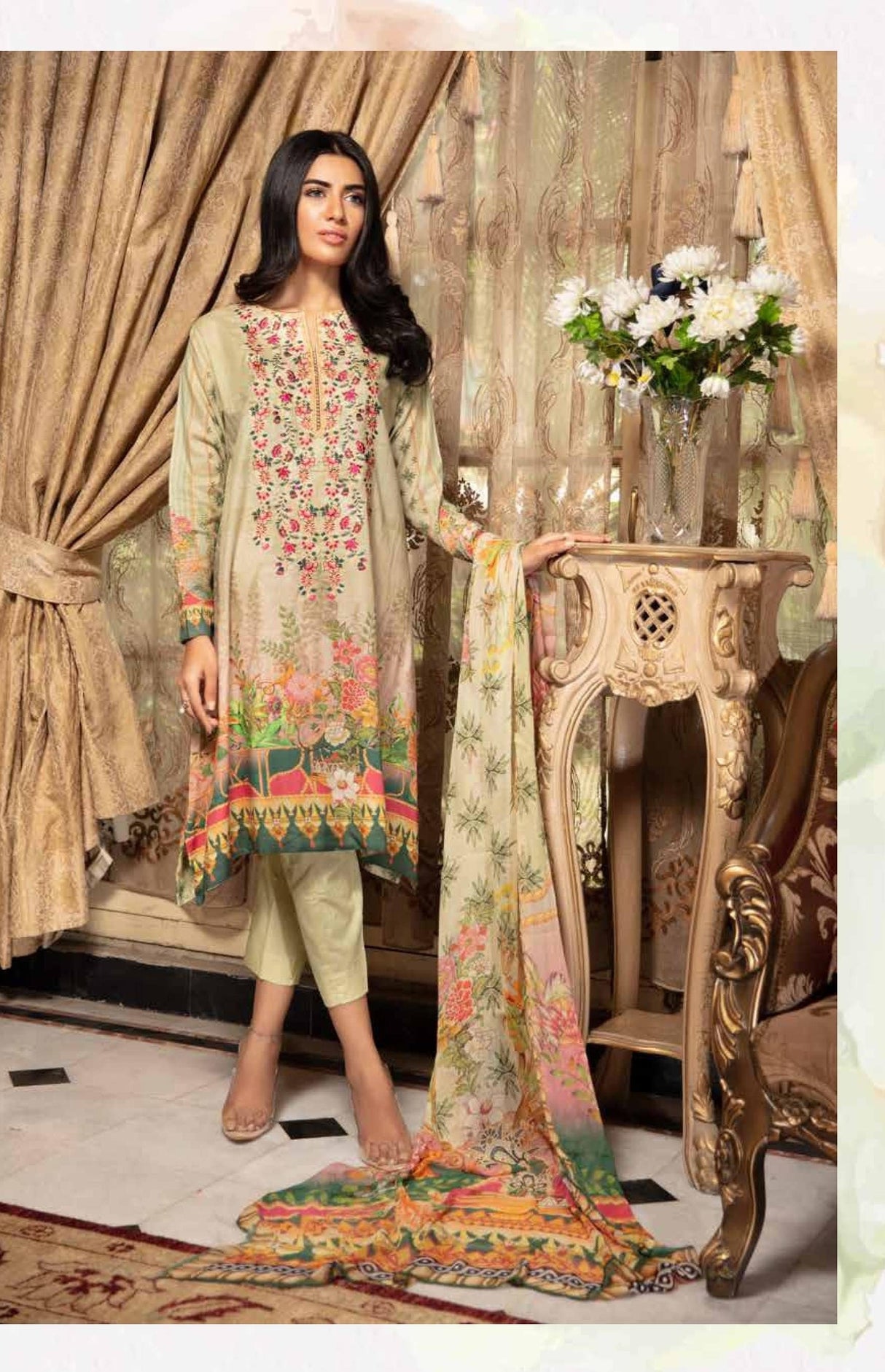 Johra Gulya  Embroidered Digital Printed Lawn-100% Original Guaranteed