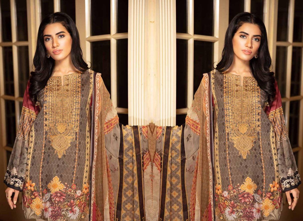 Johra Gulya  Embroidered Digital Printed Lawn-100% Original Guaranteed
