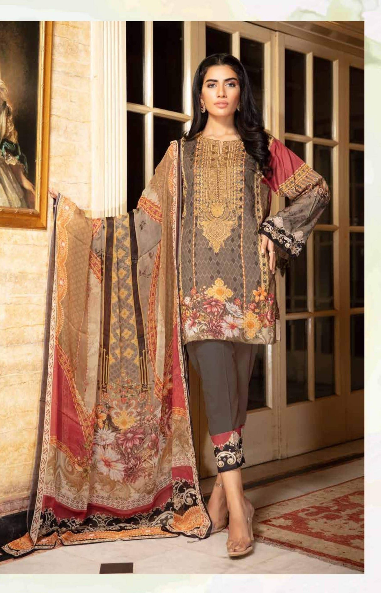 Johra Gulya  Embroidered Digital Printed Lawn-100% Original Guaranteed