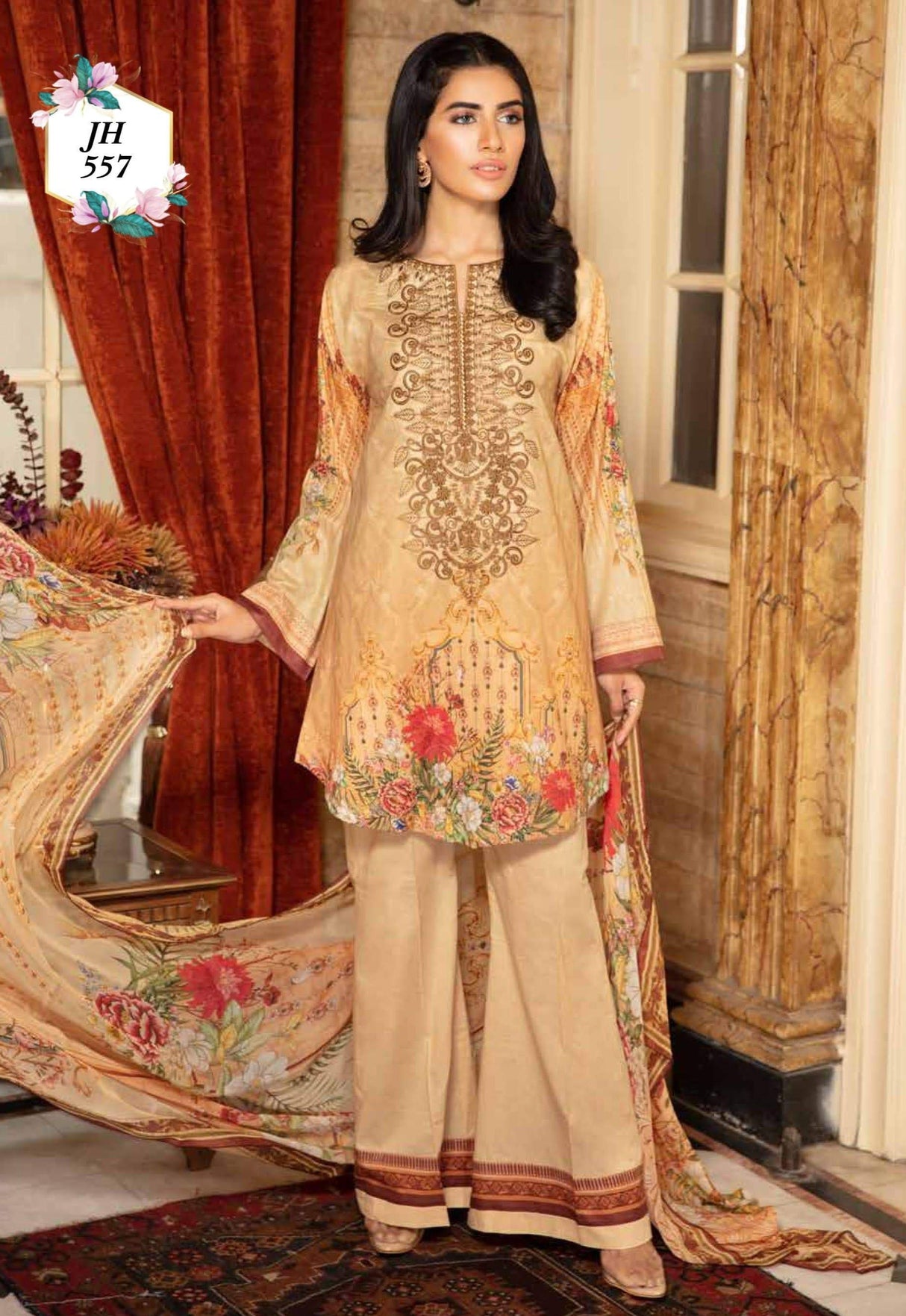 Johra Gulya  Embroidered Digital Printed Lawn-100% Original Guaranteed