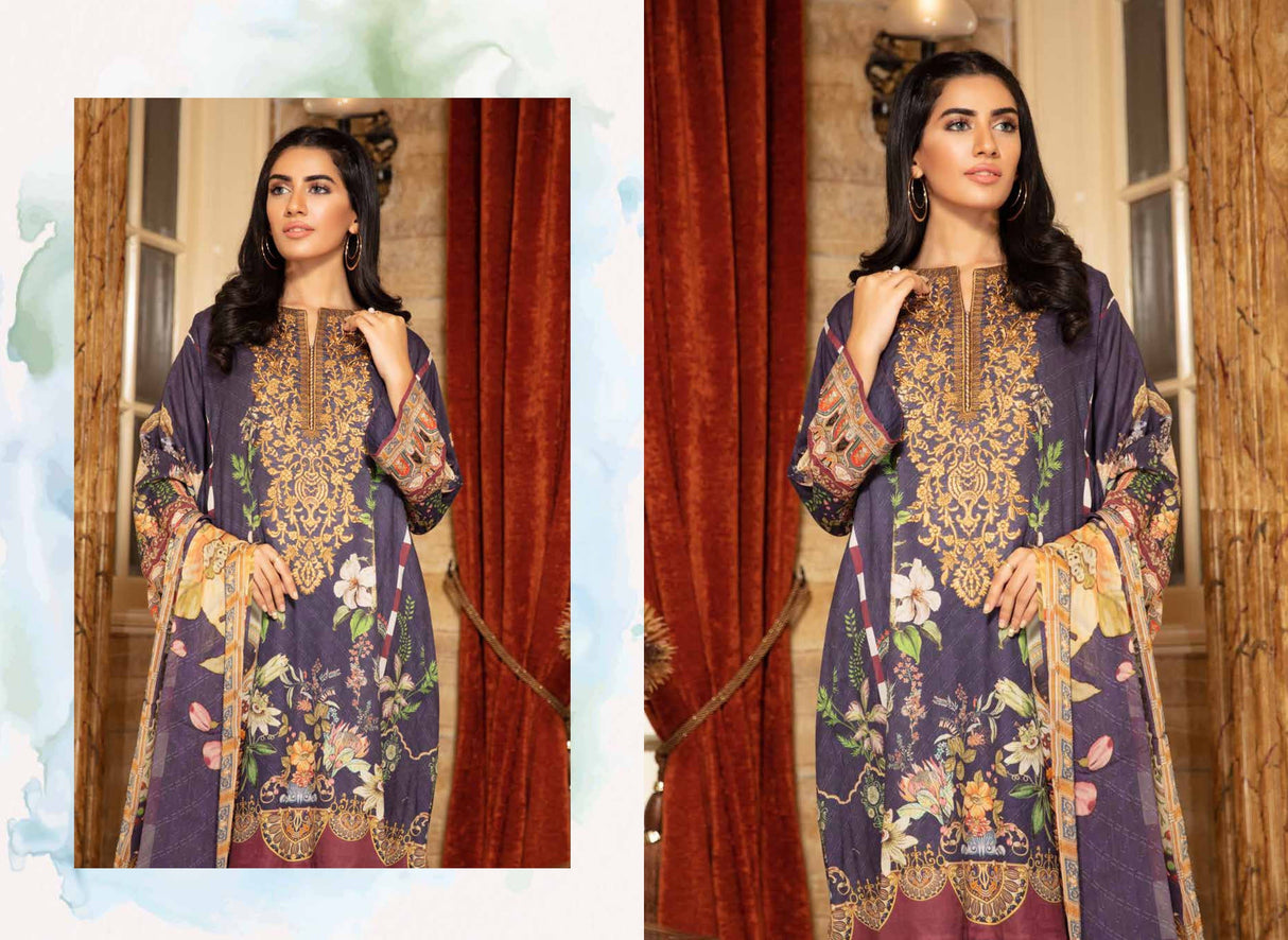 Johra Gulya  Embroidered Digital Printed Lawn-100% Original Guaranteed