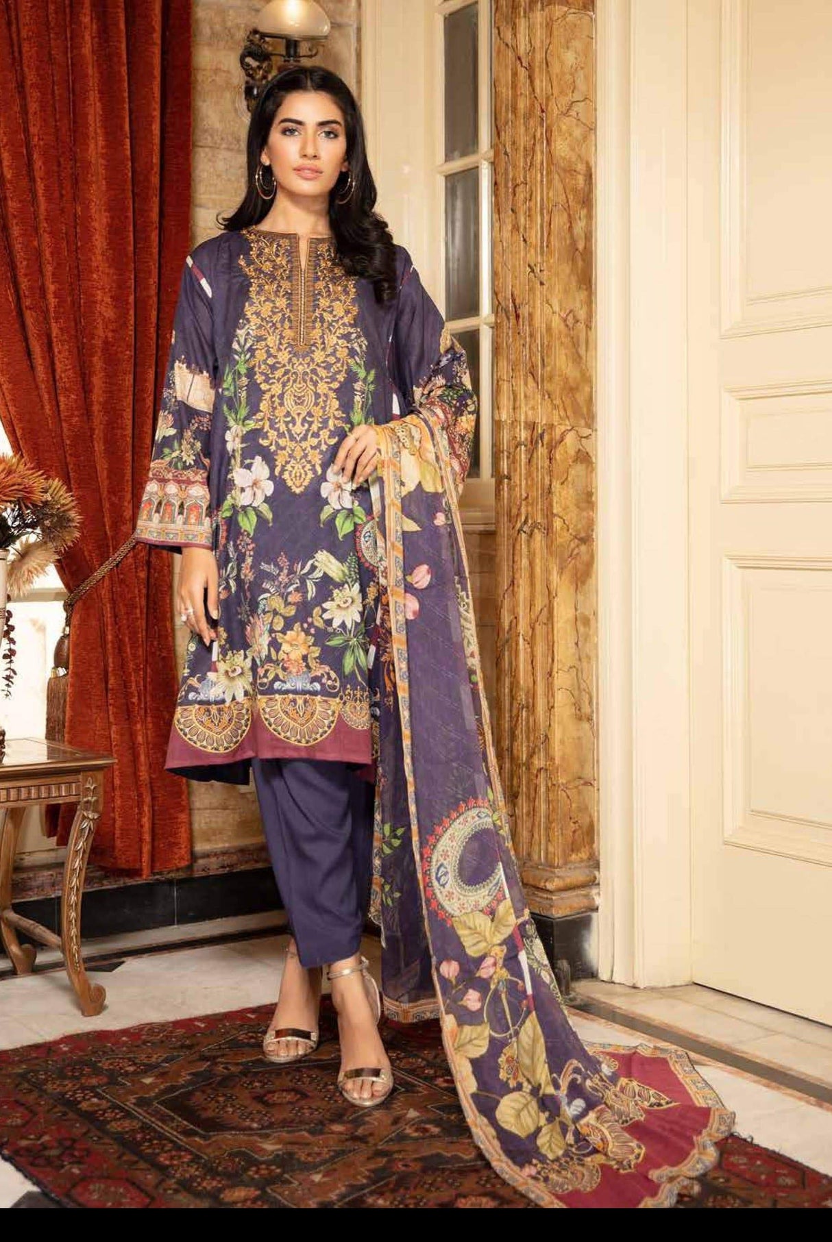 Johra Gulya  Embroidered Digital Printed Lawn-100% Original Guaranteed