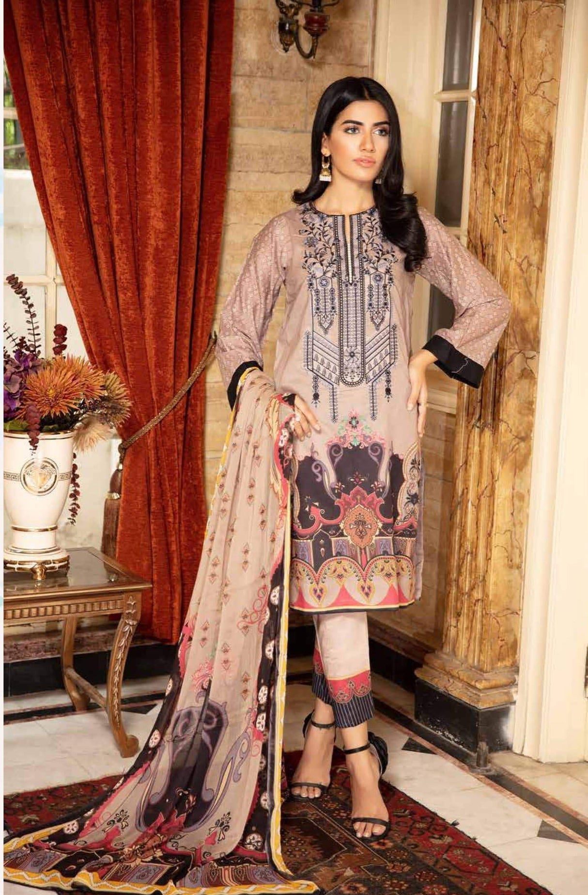 Johra Gulya  Embroidered Digital Printed Lawn-100% Original Guaranteed